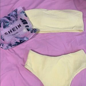 SHEIN yellow bandeau bikini